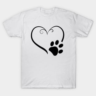 Dog paw print with heart symbol T-Shirt